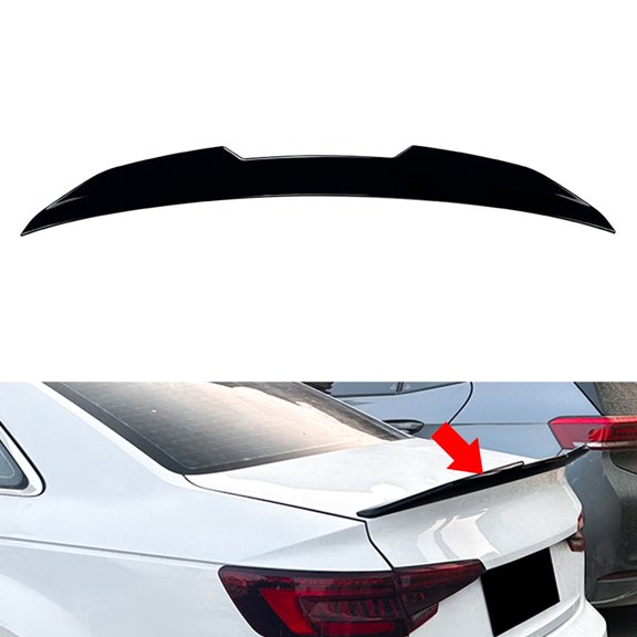NS 1 Pc Rear Trunk Spoiler Wing Tail Wing Body Trim ABS Glossy Black 1093 For Audi A4 B9 2017-2024