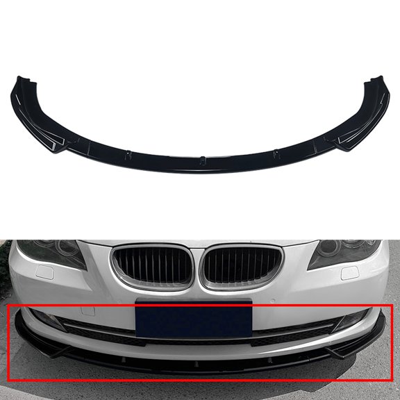 NS 1 Set Front Bumper Lip Splitter Bumper Guards ABS Glossy Black For BMW 5 Series E60 LCI Facelift Models 2008-2010 (After June 2004)