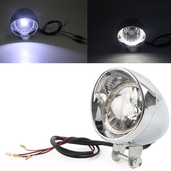NS 1 pcs LED Retro Motorcycle Headlight Spot Lamp for VTX 1800, Chrome