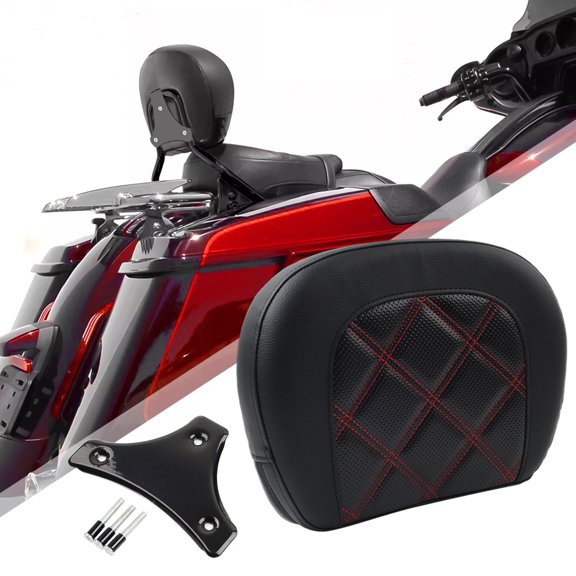 NS 1pc Passenger Sissy Bar Stitching Pak Trunk Touring Backrest Pad Bracket PU Leather Red Stitching With Black Bracket For Breakout 114 FXBRS 2018-20 FXBR 2018-19 CVO Motorbike