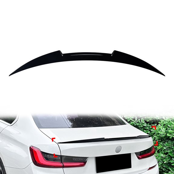 NS 1pcs Rear Window Trunk Roof Spoiler Top Lip Wing ABS Glossy Black For BMW 3 Series G20 19-24 G80 M3 21-24 4 Door Sedan Auto