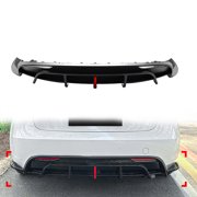 NS 1set Rear Bumper Splitter Canard Spoiler Lip Protector Diffuser ABS + LED Matte Black For Tesla Model 3 2023-25 Auto