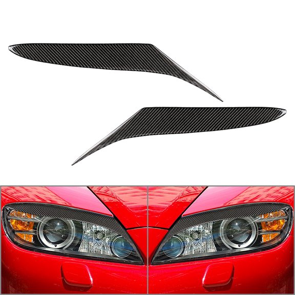 NS 2 Pcs Headlight Eyebrow Eyelid Cover Carbon Fiber Headlights Eye Lid Trim Stickers Decoration for RX-8 RX8 2004 2005 2006 2007 2008