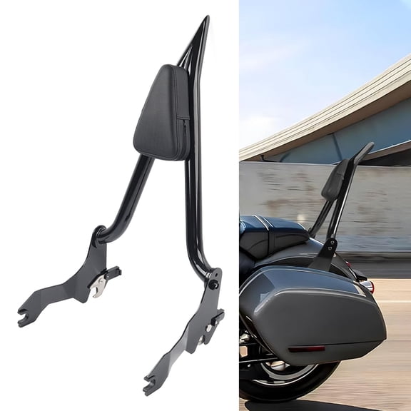 NS 23.8" 52300432 Passenger Backrest Sissy Bars 1 Pc for Low Rider S FXLRS 2020-2024 Synthetic leather Steel Black