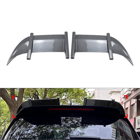 NS 2pcs ABS Rear Roof Spoiler Trunk Top Wing Lip Window Carbon Fiber Black for Golf MK7.5 MK7 GTD For R 13-19 Aut