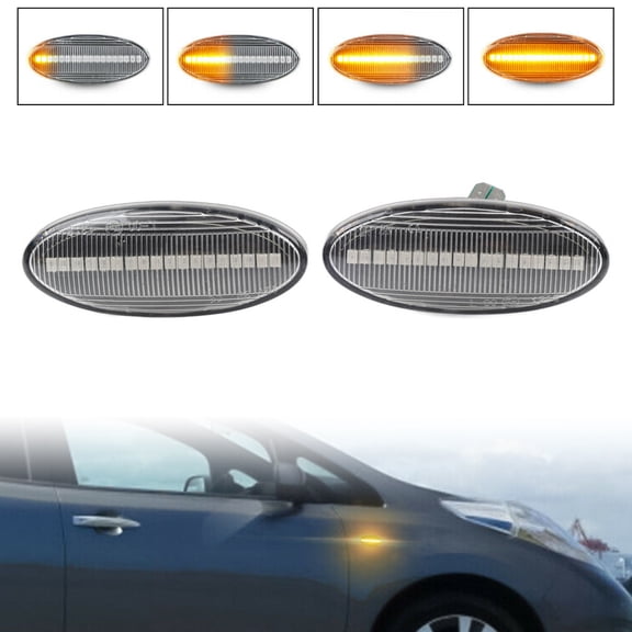 NS 2pcs LED Auto Turn Signal Lights Sequential Car Front Left Right Side Amber Marker Mudguard Panel Lights Lamp for Cube 2009-2014/ Qashqai J10 2010-up