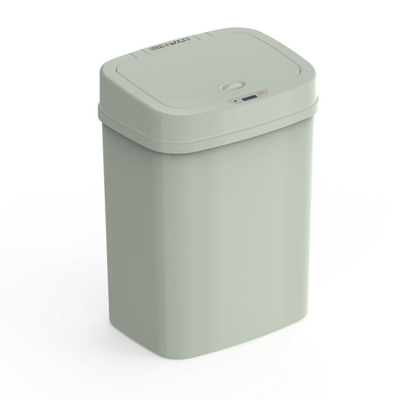 Nine Stars Automatic Bathroom Trash Can, 3 Gallon Plastic Motion Sensor Garbage Bin with Soft Close Lid, Green