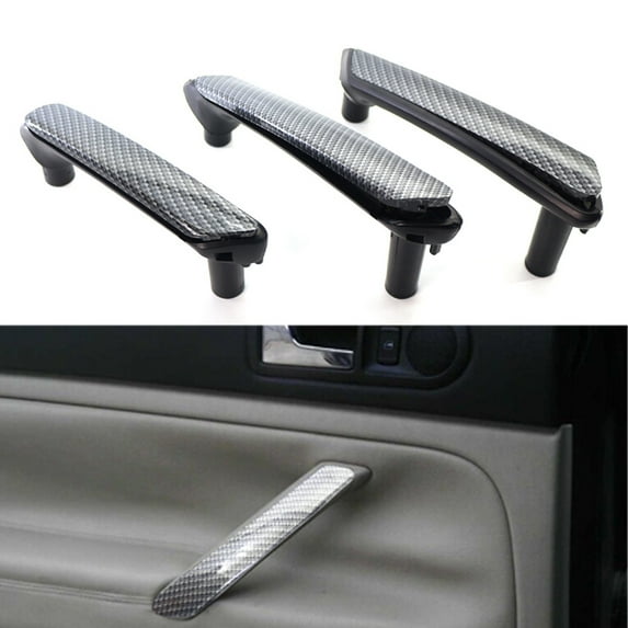 NS 3PCS for VW Passat B5.5 1998-2005 Door Pull Grab Handle Cover Panel Carbon Fiber