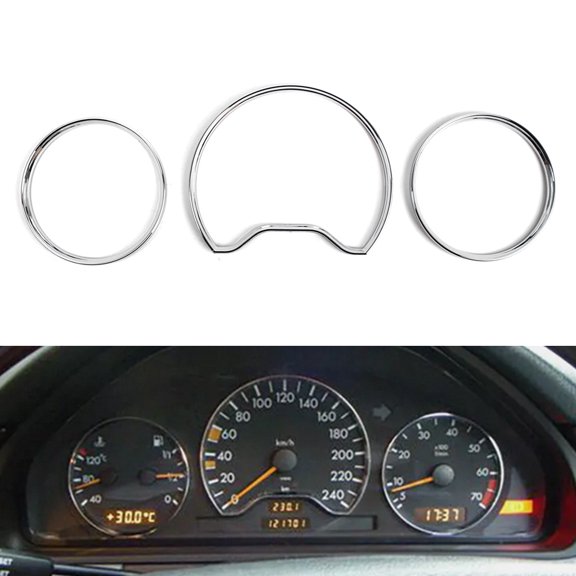 NS 3Pc Speedometer Dial Bezel Trim Speedometer Gauge Dial Ring Speedometer Gauge Bezel Cover Speedometer Bezel for E Class Wagon S210 1995-1999 (Pre-Facelift models only)
