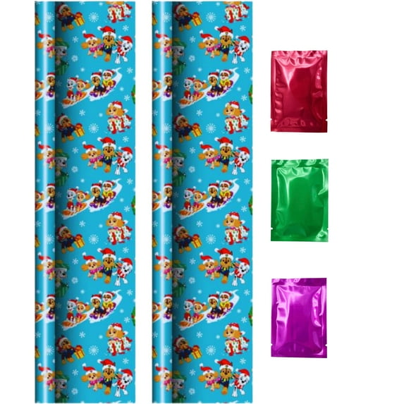 NS 40 sqft Paw Patrol Furry Rescuer Blue Gift Wrap Paper, 2 Rolls
