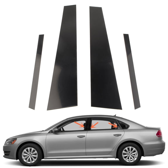 NS 4pcs Auto Side Door Window pillar post trim gloss black for 2012 2013 2014 2015 2016 2017 2018 4dr Sedan