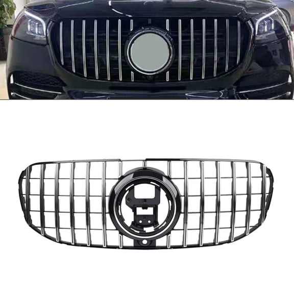 NS ABS Front Bumper Grille Diamond Hood Grill Chrome for GLS Class X167 GLS450 2020-2024