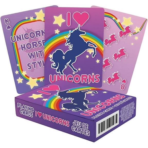 Aquarius I Heart Unicorns Playing Cards - Cute Unicorns Themed Deck of Cards for Your Favorite Card Games - Unicorns Merchandise & Collectibles - Poker Size with Linen Finish