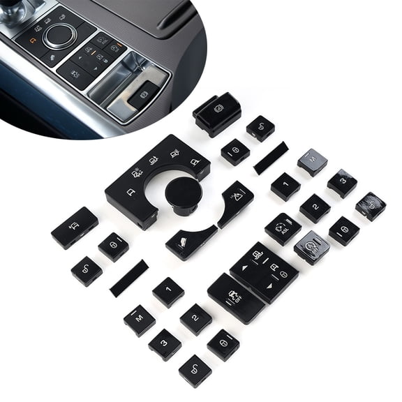 NS Auto 28Pcs Interior Window Lift Switch Button Center Console Terrain Mode Button Cover Kit For Land Rover For Range Rover Sport