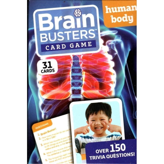 Brain Busters Card Game - Human Body - with Over 150 Trivia Questions - Educational Flash Cards