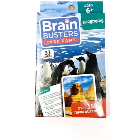 NS Brain Busters Card Game with Over 150 Trivia Questions Educational Flash Cards (Geography)