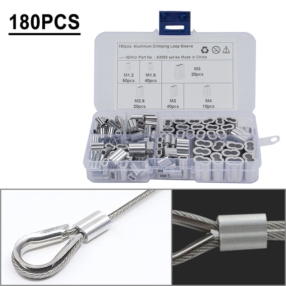NS Car 180x Double Barrel Ferrule Crimping Loop Sleeve For Wire Rope & Cable Line End