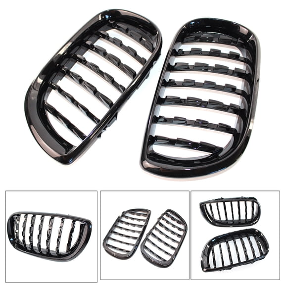 NS Car Front Diamond Bumper Grill Upper Grille for E46 4 Door 2002-05 ABS Gloss Black