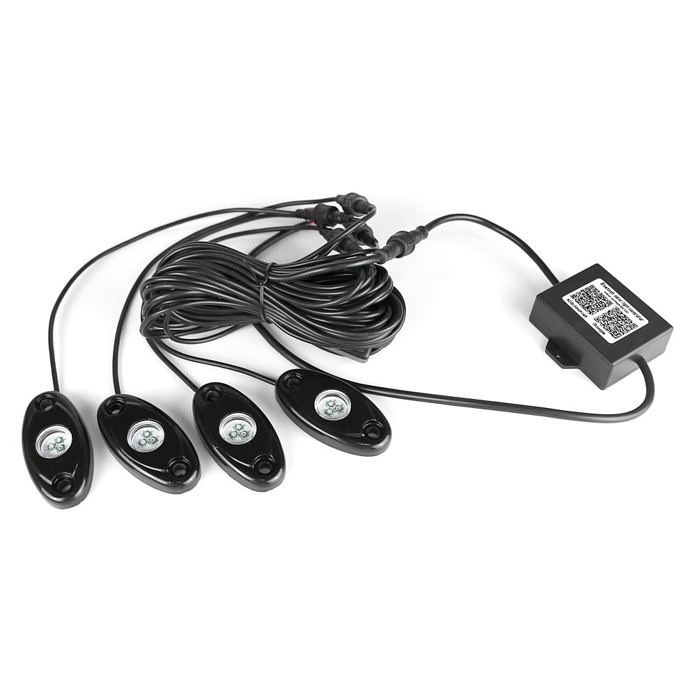 NS Car Universal 4pcs RGB Rock LED Light Bar Neon Underglow Lights Off Road Light String Auto Lighting For Cars, Trucks, RV, SUV, ATV, Motorcycles, Boats