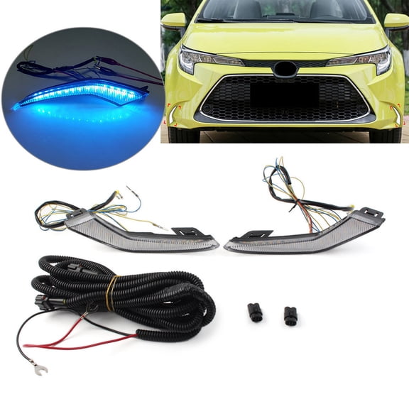 NS DRL Daytime Running Light, Waterproof Daylight Driving Lamp Front Bumper Fog Lamp W/ Turn Signal 1 pair for Corolla L/LE/XLE Hybrid 2019-2021, For Levin 2019-2021