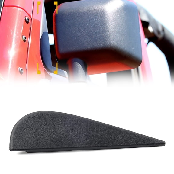 NS Door Left Side Mirror Flag Triangle Applique Decal 55078137AA ABS Black for Wrangler 2007-2018 With JK Body Style Only