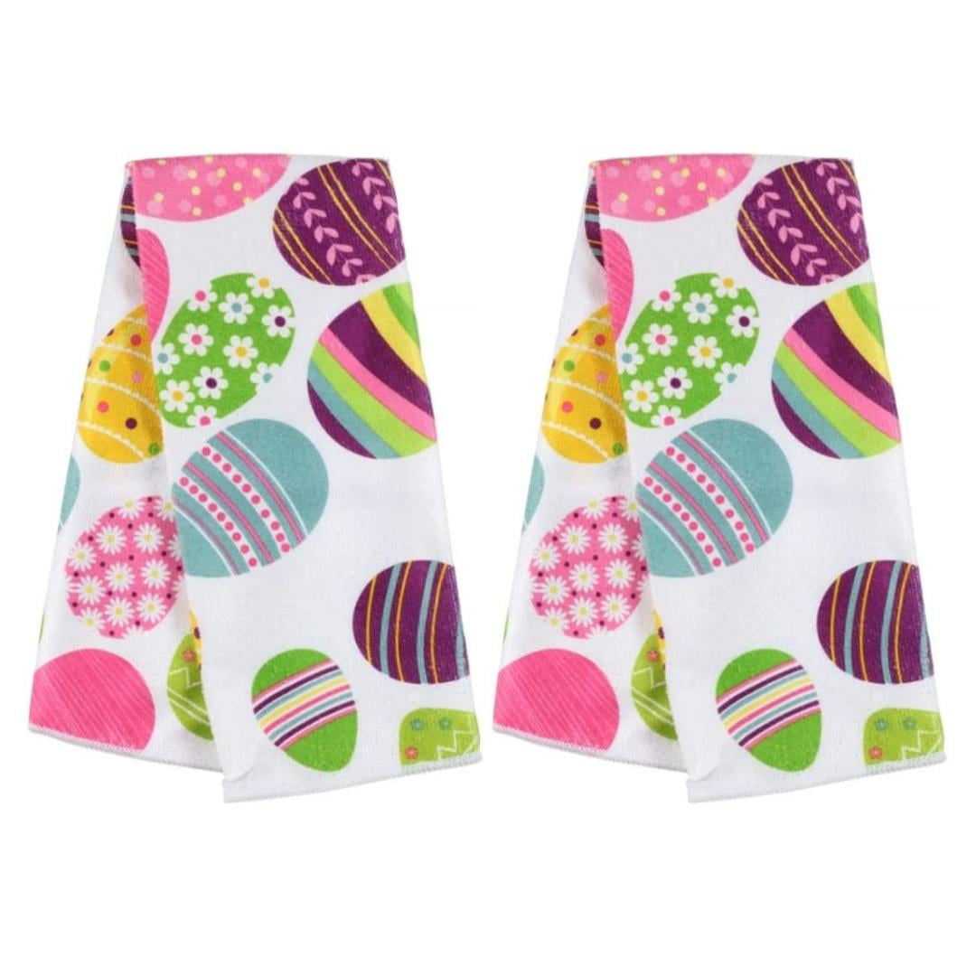 Pink Floral Bunny Kitchen Towels – Easter Bunny Hand Towels, 16x24 Inch, Set Of 2, Machine Washable
