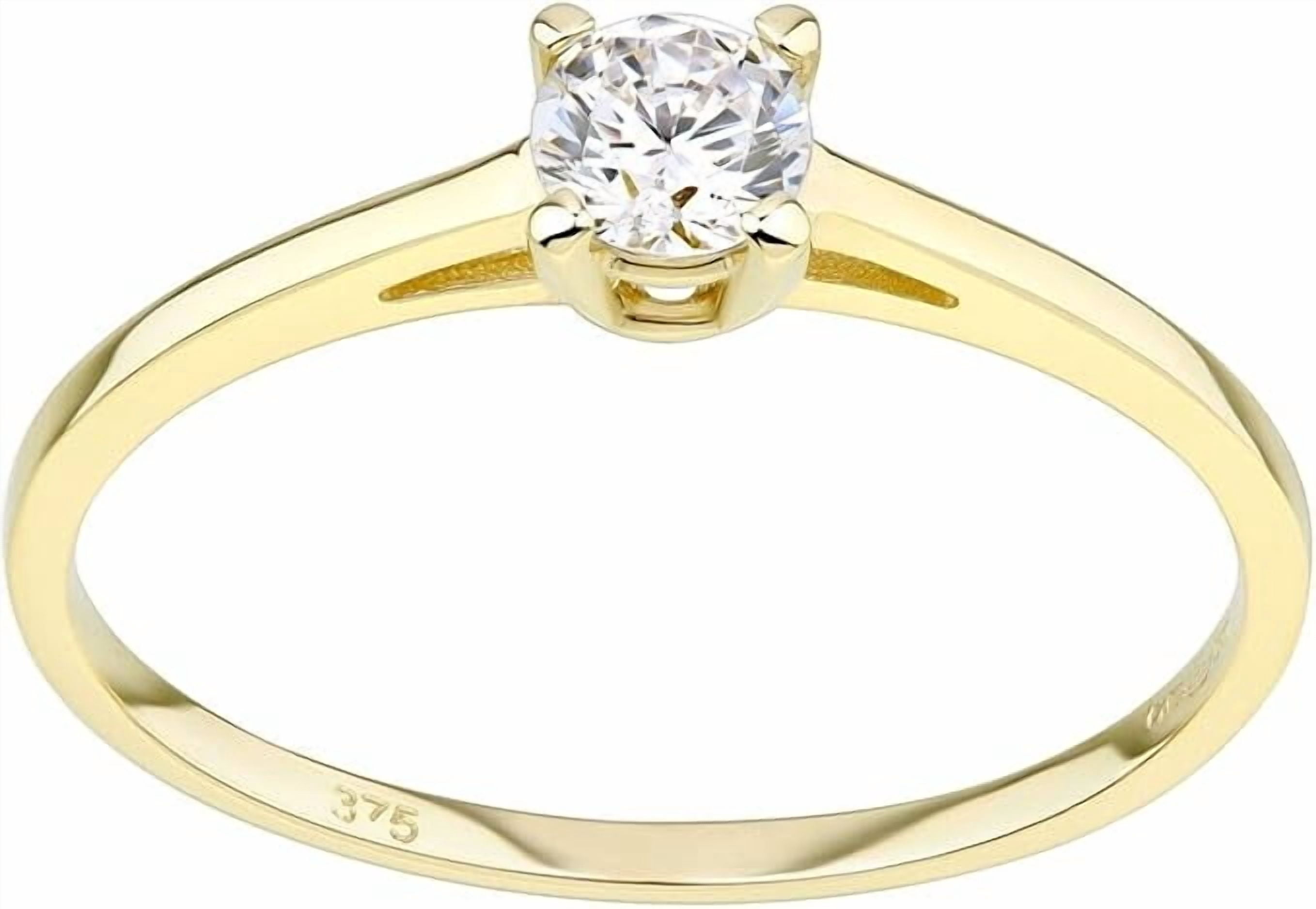 NS Enterprise 14ct Yellow Gold 0.25ct Solitaire Engagement Ring for Women – Classic Round Cut Gold Promise Ring – Elegant Jewelry Gift