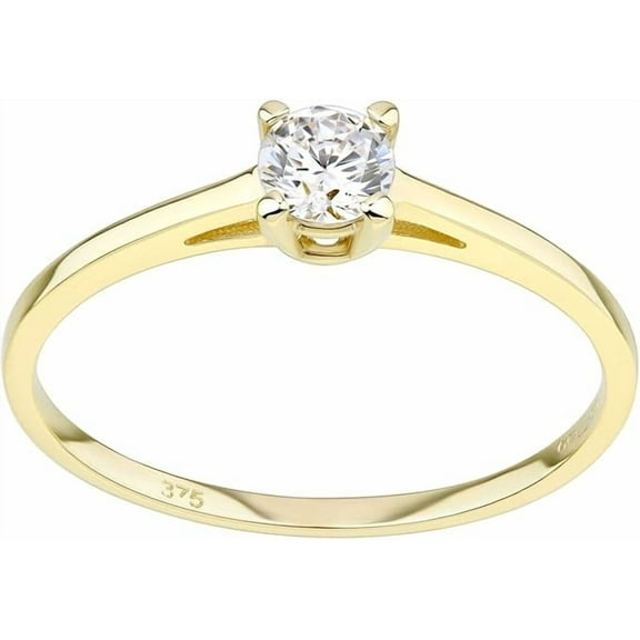NS Enterprise 14ct Yellow Gold 0.25ct Solitaire Engagement Ring for Women – Classic Round Cut Gold Promise Ring – Elegant Jewelry Gift