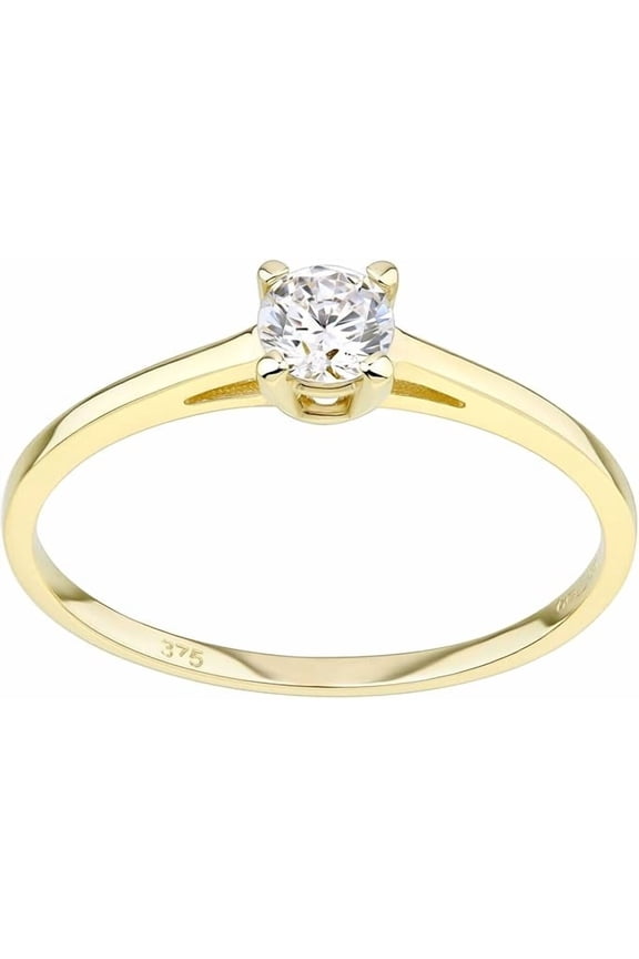 14ct Yellow Gold 0.25ct Solitaire Engagement Ring for Women – Classic Round Cut Gold Promise Ring – Elegant Jewelry Gift