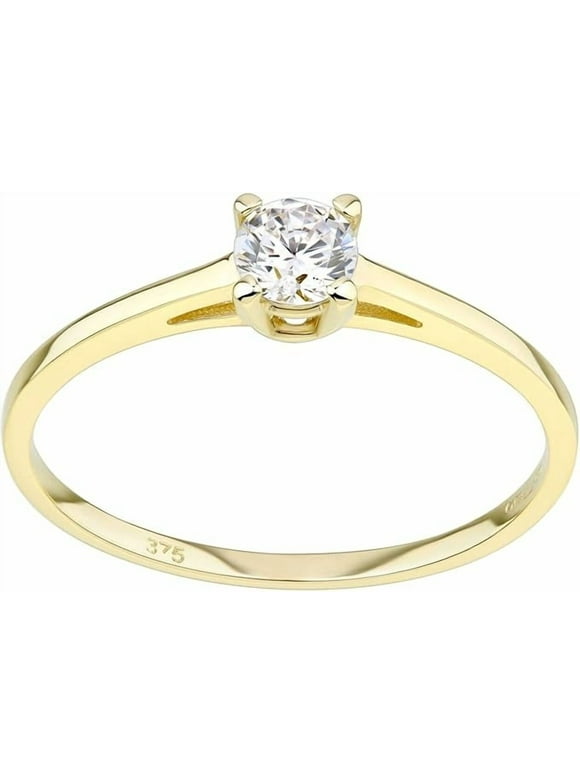 14ct Yellow Gold 0.25ct Solitaire Engagement Ring for Women – Classic Round Cut Gold Promise Ring – Elegant Jewelry Gift