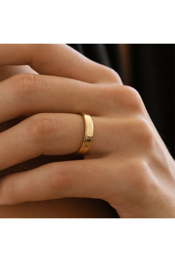 Cigar Band Ring – 4mm Flat Ring – 925 Sterling Silver or Gold Finish – Classic Unisex Band for Men and Women – Minimalist Everyday Jewelry Gift