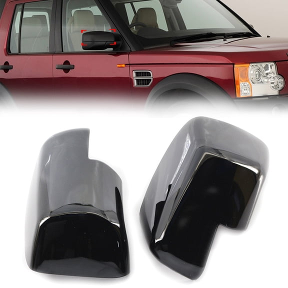 NS Glossy Black Pattern Exterior Rear View Mirror Cover Housing Car Door Wing Mirror Covering Cap for Land Rover Discovery 3 2005-2009,for Range Rover Sport 2005-2008