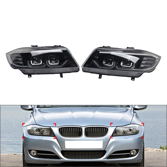 NS Headlight Head Lamp Assembly 1 Pair For BMW 325i 335i 335d Sedan 2009-2012 ABS