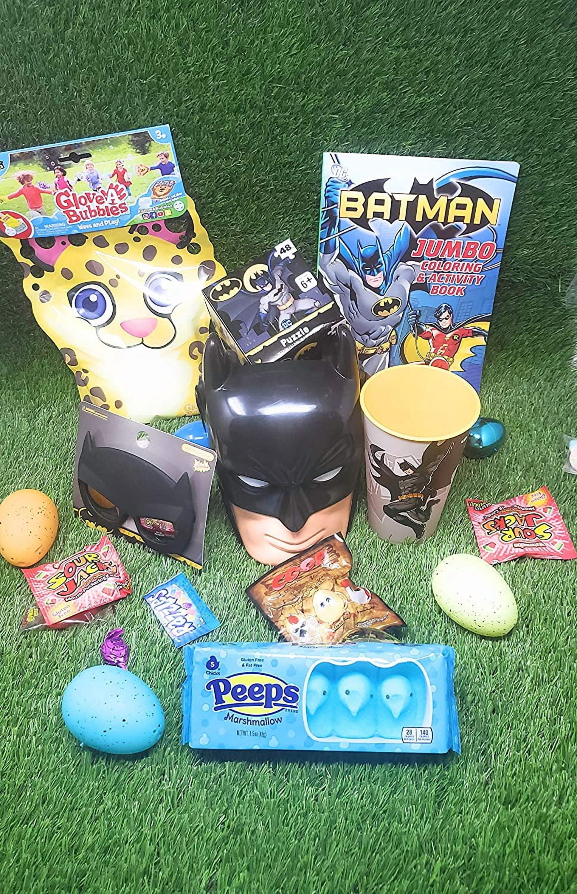 Premade Gift Set Happy Birthday Easter Gift Basket Baskets Bucket Batman Bat-Man Bat Man Holiday Egg Stuffers Goodie Bag Assorted Toys and Candy Boy