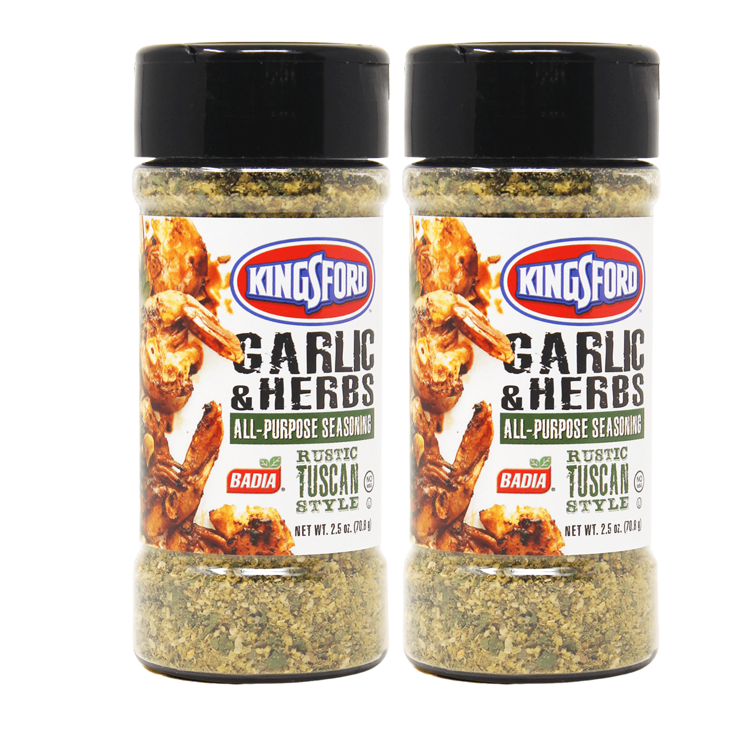 NS Kingsford Garlic And Herbs All Purpose Seasoning 2.5oz. Bottle, Gluten Free & MSG Free Hand-Crafted Spices Perfect For Meats Soup Vegetables & Grilled Meals With A Mouthwatering Taste Set Of 2
