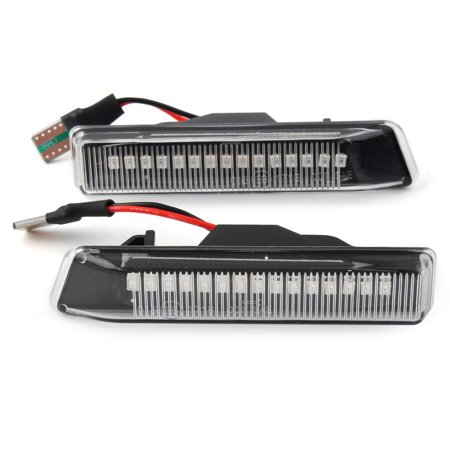 NS LED Dynamic Side Marker Turn Signal Light Error Free Flowing Sequential Blinker Turn Signal Lamp Assembly for BMW E36 3-Series 97-99/ X5 E53, Clear Lens