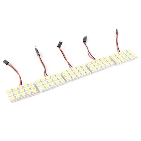 NS LED Light Bulbs, 6000K White Panel + Festoon T10 BA9S Adapter Dome Light White LED 5050 15SMD 5pcs 12V For light map light dome light courtesy light trunk light