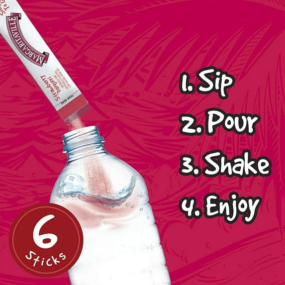 NS Margaritaville Singles To Go Water Drink Mix - Strawberry Daiquiri Flavored, Non-Alcoholic Powder Sticks, Sugar-Free Low-Calorie Water Enhancer Powder 2 Boxes - 6 Sachet per Box - 12 Total Servings