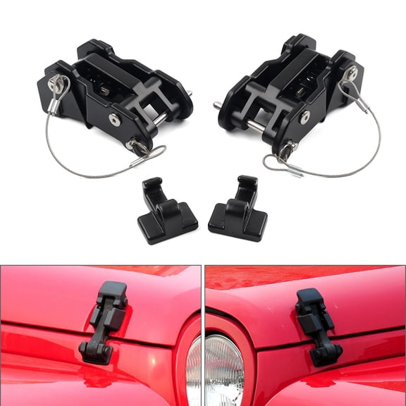NS Metal Hood Latch Lock Buckle Catch Kit Black for Wrangler JL JLU 2018-2022 Ca