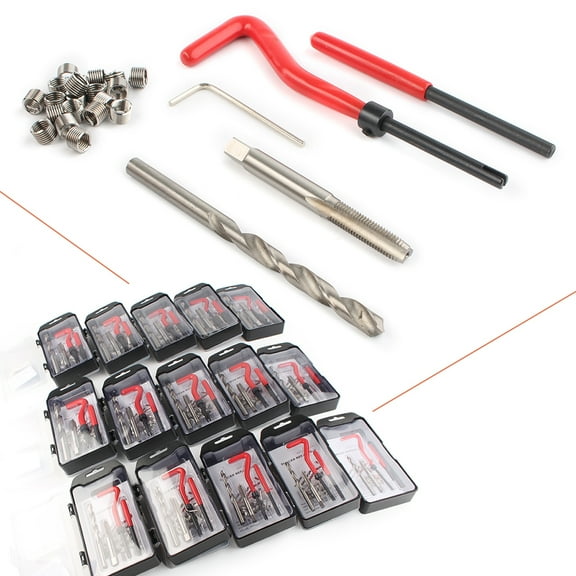NS Metric Thread Repair Tool Kits Drill Bits Taps Threaded Inserts Installation Tool and Tang Break-Off Tool Set for Repairing M6x1.0 Internal Screw Holes, 25pcs