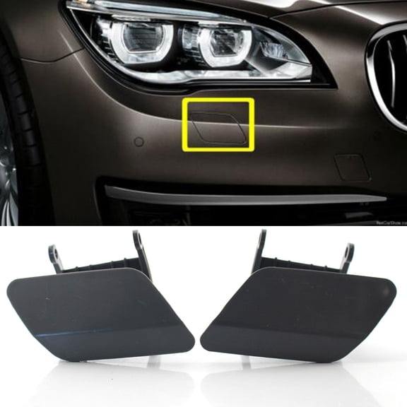 NS Motor 2pcs Front Bumper Headlight Washer Nozzle Jet Covers Caps for 7 Series F01 F02 2012 2013 2014 2015, Black