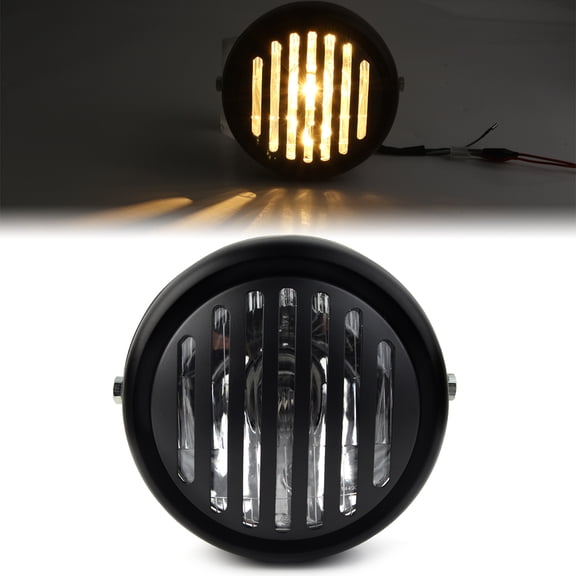NS Motorcycle Headlight Assemblies 6.5" Headlight with Metal Grill Cover Halogen for Chopper/Bobber/Cafe Racer/Touring