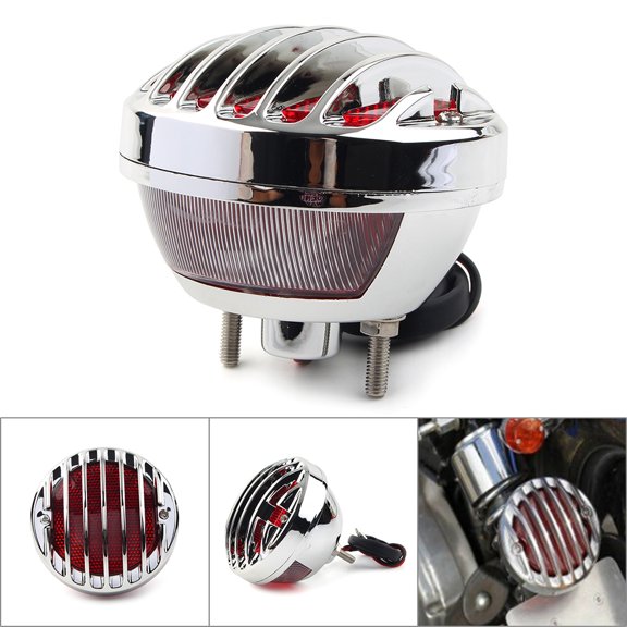 NS Motorcycle Rear Tail Light LED Rear Motorcycle Tail Lights for Harley Bobber Chopper Cruiser, Chrome
