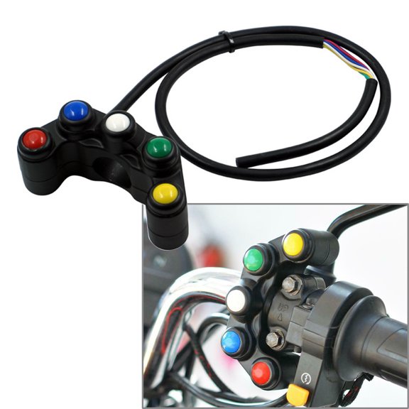 NS Motorcycle Switches 7/8" 22mm Handlebar Switch Control ON/Off Push Button Switches Waterproof 5 Button For Headlight Fog Light Hazard Brake Light Switch
