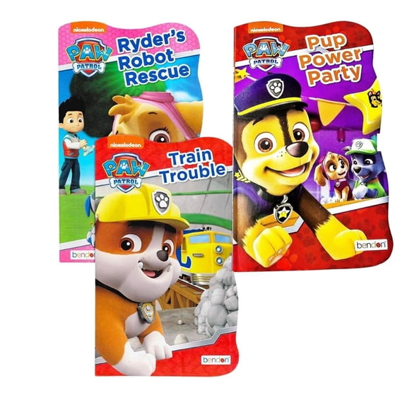 Nick Jr Paw Pup Patrol Board Book Combo ~ 3 Shaped Illustrated Board Books