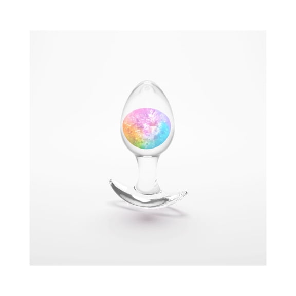 NS Novelties Cosmic Glams Silicone Glass Anal Plug, Medium, Rainbow