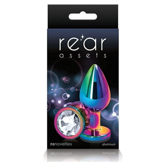 NS Novelties, Rear Assets Metal Anal Plug Medium Multicolor/Clear