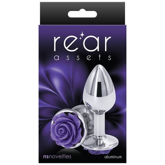 NS Novelties Rear Assets Rose Anal Plug - Small - Purple