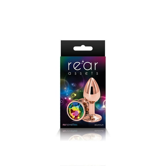 NS Novelties Rear Assets Rose Gold Anal Plug Small Rainbow