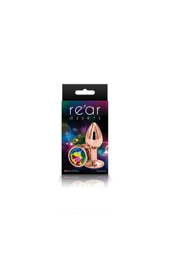 Rear Assets Rose Gold Anal Plug Small Rainbow